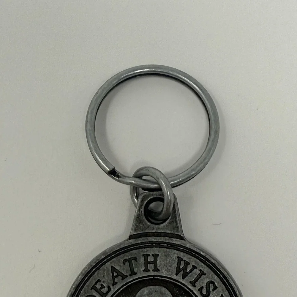 Death Wish Coffee Co‎ Bottle Opener Keychain Silver Skull Crossbones Pewter Tone